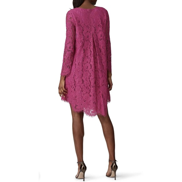 Adam Lippes Long Sleeve Lace Trapeze Midi Dress Women 8 Pink Feminine Romantic - Picture 11 of 11